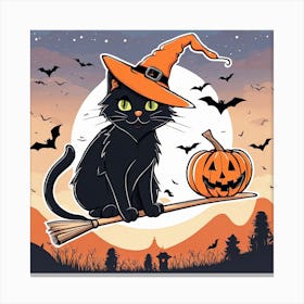 Cute Cat Halloween Pumpkin (57) Canvas Print