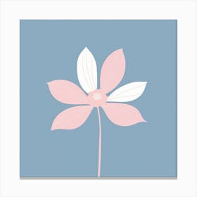 A White And Pink Flower In Minimalist Style Square Composition 201 Canvas Print