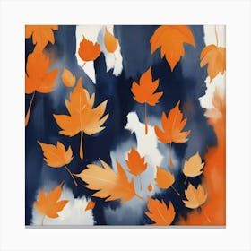 Navy And Orange Autumn Abstract Painting Art Print 3 Canvas Print