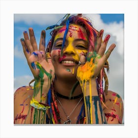 Beautiful Girl With Paint On Her Face Canvas Print