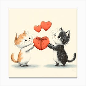 Charming Cats Exchange Heart Canvas Print