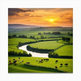 Sunset In The Countryside Canvas Print