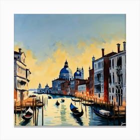 AI generated oil painting of Venice architecture and water canal. 1 Canvas Print