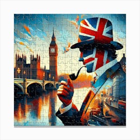 Abstract Puzzle Art English gentleman in London 11 Canvas Print