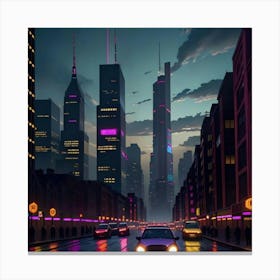 Street Reflections A Drizzle in the Neon Jungle Canvas Print