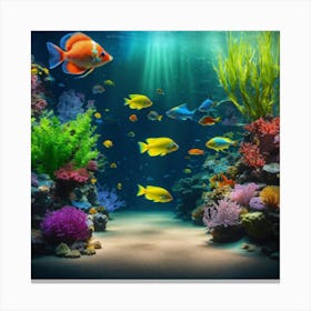 Fishes In An Aquarium Canvas Print