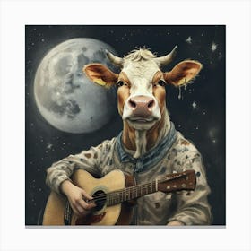 Cow With Guitar Canvas Print