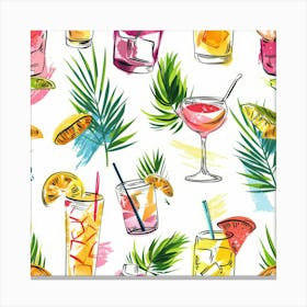 Tropical Drinks Seamless Pattern 1 Canvas Print