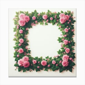 Frame With Pink Roses 2 Canvas Print