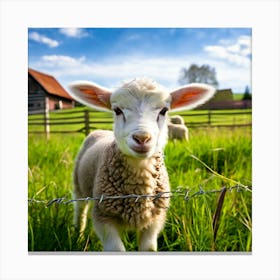 Grass Husbandry Friendly Pasture Day Many Fauna Country Rural Little Green Farm Cute Ho (3) Canvas Print