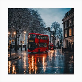 Red Double Decker Bus In London Canvas Print