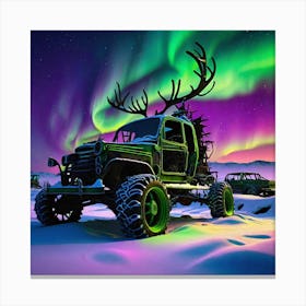 Aurora Borealis Deer Truck Canvas Print