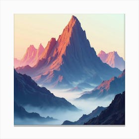 Titan S Colossal Form In A Vivid Watercolor Mountain Range 1 Canvas Print