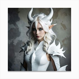 White Dragon Woman Canvas Print