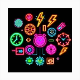 Retro Futuristic Elements,Retro Futuristic Background,Retro Futuristic Templates (52) Canvas Print