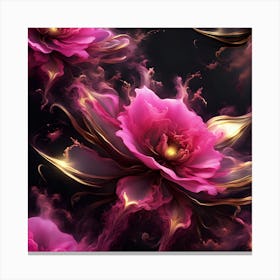 Pink Flowers On Black Background Canvas Print