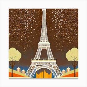 Winter, Paris Eiffel Tower, Midcentury  Canvas Print