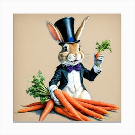 Rabbit With Carrots 14 Canvas Print