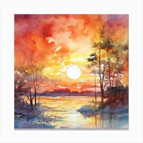 Watercolor Sunset Canvas Print