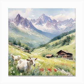 Heidi, the goat and her field Canvas Print