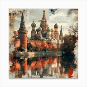 Moscow St Basil'S Cathedral, retro collage Canvas Print