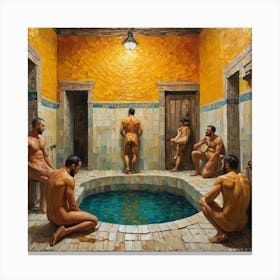 Bathers in a Turkish bath Van Gogh Style Canvas Print