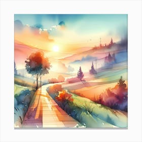 Watercolor Landscape Painting 51 Canvas Print