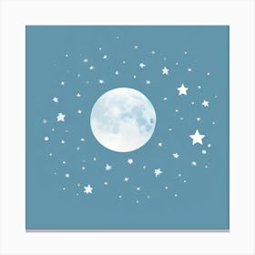 Moon And Stars Canvas Print