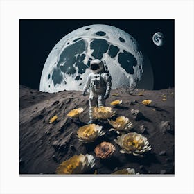 Moon with Flowers Canvas Print