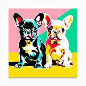 French Bulldog Pups, This Contemporary art brings POP Art and Flat Vector Art Together, Colorful Art, Animal Art, Home Decor, Kids Room Decor, Puppy Bank - 155th Canvas Print