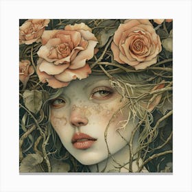 Elf Wearing A Crown Of Roses Canvas Print