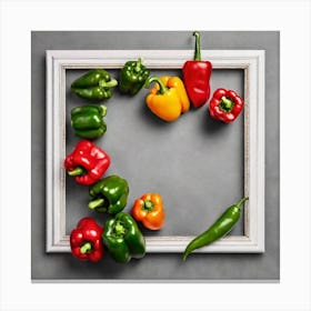 Peppers In A Frame 1 Canvas Print