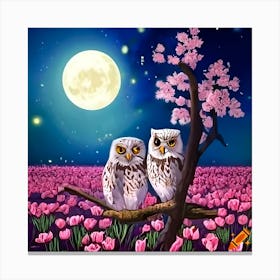 Owls In The Night Canvas Print