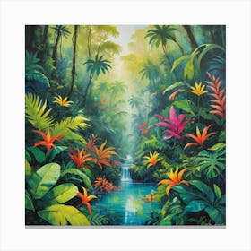 Tropical Jungle Art Print Paintings 4 Canvas Print