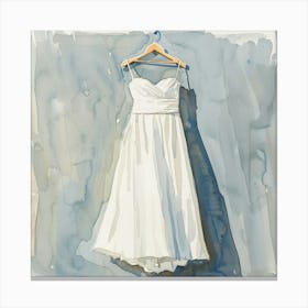 Watercolor Wedding Dress On Hanger 1718 Canvas Print