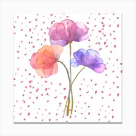 Watercolor Flowers On A White Background Canvas Print