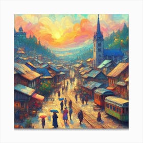 City At Sunset Canvas Print