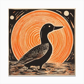 Retro Bird Lithograph Duck 2 Canvas Print