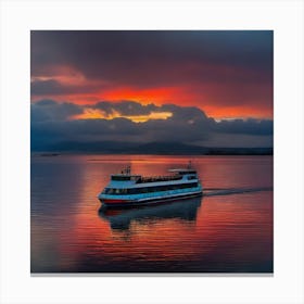 Sunset On A Ferry 11 Canvas Print