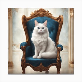 Cat In Blue Chair Canvas Print