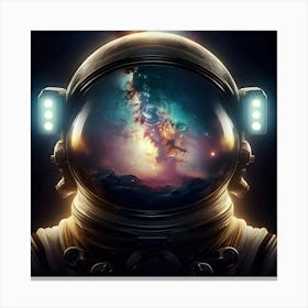 Double Exposure Of The Milky Way Galaxy Inside The Helmet Of An Astronaut 3 Canvas Print