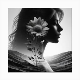 Silhouette of a beautiful woman Canvas Print