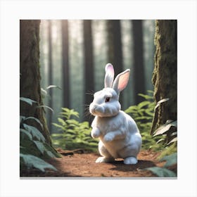 White Rabbit In The Woods 1 Canvas Print