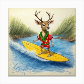 Deer Surfboard 3 Canvas Print