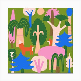 Forest with Foxes Canvas Print