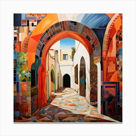 Bohemian Contemporary Art Print - Archways With Colourful Tiles Canvas Print