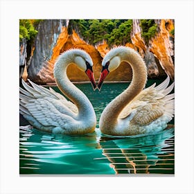 Swans In Love Canvas Print