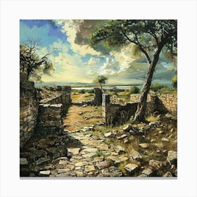 A Great Zimbabwe Ruins In Zimbabwe Oil Painting 1 Canvas Print