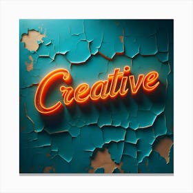 Word creative in orange colour on teal aged wall background Canvas Print