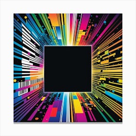 The Unknown Future Of Digital Evolution represented by a Black Square And Digital Flow Canvas Print